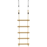 AIYAPLAY Ninja Line Kinderen 1,8m 5-traps klimladder met 2 karabijnhaken 2 boomriemen voor 3-8 jaar 40 x 3,5 x 180 cm natuurhout