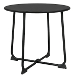 Outsunny 50 cm ronde buitentafel, metalen tuin-salontafel met X-vormig frame en antislipvoetjes, Zwart
