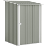 Outsunny Caseta de Jardín Portautensilios en Acero Galvanizado con Puerta, 100x104x160 cm, Gris Claro