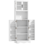 HOMCOM Aparador alto de cocina armario de cocina 4 puertas 8 porta-especias encimera estante regulable 60x39,5x179,6cm blanco
