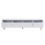 Mobile TV basso con 4 cassetti, in MDF e acrilico, 178x35x45 cm, Bianco