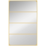 HOMCOM Espejo mural tipo ventanal rectangular estilo industrial, horizontal o vertical con 4 ganchos, en metal dorado 109 x 69 cm