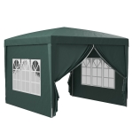 Outsunny 3 x 3m Pop Up Gazebo, Wedding Party Canopy Tent Marquee with Carry Bag and Windows, Green