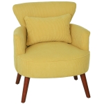 HOMCOM Sillón moderno con reposabrazos, butaca acolchada con cojín lumbar, patas de madera de caucho, amarillo