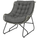Outsunny Fauteuil en rotin avec coussin et sangles, fauteuil outdoor rembourré en polyrotin, fauteuil panier jusqu'à 120 kg