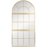 Espejo de pared arqueado espejo de pared en forma de ventana juego de 3 piezas marco en metal 76 x 150 cm dorado HOMCOM