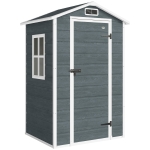Outsunny Capanno da giardino in plastica con pavimento e ventilazione, 128x104x196 cm, Grigio