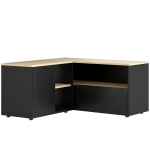 HOMCOM Mueble TV de esquina banco para televisión hasta 40 pulgadas con 2 armarios y 3 nichos 90 x 90 x 45 cm roble y negro