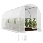 Outsunny 3.5 x 2 x 2 m Large Galvanised Steel Frame Outdoor Poly Tunnel Garden Walk-In Patio Greenhouse - White
