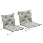 Outsunny Set de 2 cojines de asiento, 98 x 50 cm cojín para silla con cintas, funda de tela, 8cm de grosor Gris claro