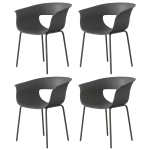 Outsunny Set 4 Chaises d'Extérieur Modernes avec Dossier Ajouré, en Métal et Polyester, 61x51x74 cm, Gris foncé
