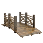 Outsunny Ponte giardino in legno con parapetto, 174x78x57,5 cm, Carbonizzato