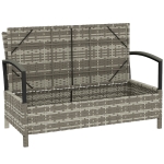 Outsunny Banc de jardin avec rangement 2 places Banc avec coussin poignées 125L Poly Rattan 123 x 70 x 82 cm Dunkelgrau
