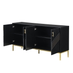 Credenza moderna con 4 ante e ripiani regolabili in altezza, in MDF, 160x40x80,5 cm, Nero