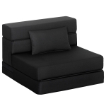 HOMCOM Sillón convertible 1 plaza, sillón cama plegable, cojín incluido, para invitados, salón, espacio pequeño, carga 120 kg, negro