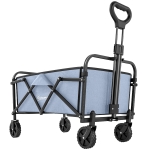 Outsunny Carrello da giardino pieghevole 66 L con maniglia regolabile, 81x45x89 cm, Grigio