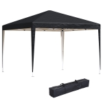 Outsunny Pavilion, 2,95 x 2,95 m pavilion pop-up pliant, pavilion de grădină, cort petrecere, protecție UV, oțel+material Oxford, Negru