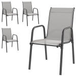 Outsunny Chaises de jardin lot de 4 chaises de terrasse empilables avec dossier respirant, accoudoirs, charge 120 kg