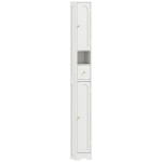 HOMCOM Coloană de baie, mobilier de depozitare, 2 uși, sertar, compartiment deschis, raft reglabil, alb