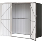 Outsunny Abri de jardin extérieur métallique 1,37 m² 163x89x163 cm avec toit incliné, portes à loquet et gants gris
