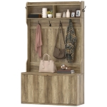 HOMCOM Porte-manteau range-chaussures 4 en 1 Porte-manteau moderne avec étagère ouverte pour couloir entrée chambre 100x38x172 cm Chêne