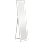 HOMCOM Oglindă iluminată cu lumini LED reglabile și buton tactil, din sticlă și MDF, 40x5x160 cm, albă