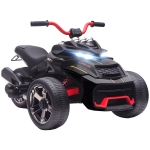 AIYAPLAY Quad eléctrico niños coche eléctrico niños 12V 3 ruedas 2 motores reproductor MP3, claxon, 2 velocidades 3-5 km/h negro