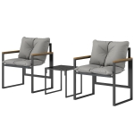 Outsunny Ensemble bistro pour 2 personnes, ensemble bistro de jardin 3 pièces avec cadre métallique et coussins épais