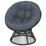 Outsunny Fauteuil papasan pivotant 360° Fauteuil en osier avec coussin Structure en acier Fauteuil rond en rotin Fauteuil lounge Gris