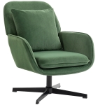 HOMCOM Fauteuil de salon pivotant avec coussin lombaire et revêtement en tissu effet velours, Vert