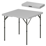 Outsunny Table de camping pliante et réglable sur 2 hauteurs, en HDPE et métal, 86x86x74 cm, Blanc