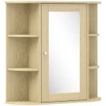HOMCOM Armario de Baño con Espejo Armario de Pared con Estantes Abiertos 66x17x63 cm Natural
