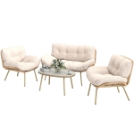 Outsunny Set mobilier de jardin 4 pièces Polyrattan Lounge avec canapé 2 places 2 fauteuils table sièges profonds coussins épais