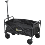 Outsunny Chariot de Jardin 62L Pliable avec Poignée Réglable, en Métal et Tissu Oxford, 76x48x86 cm, Noir