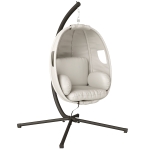 Outsunny Hangstoel met frame, opvouwbare hangmand met dik zitkussen, verstelbare hoogte en veiligheidsriem tot 120 kg