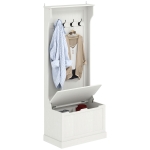 HOMCOM Porte-manteau range-chaussures avec banc de rangement 4 crochets style moderne 71,5x39,5x170 cm Blanc