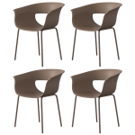 Outsunny Chaises de jardin Lot de 4 ergonomiques chaises de balcon design ajouré accoudoirs résistantes aux intempéries anti-rouille Café