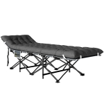 Outsunny Lit de camping pliant avec matelas amovible reposacabezas y bolsa de transporte 196x68x37 cm Gris foncé