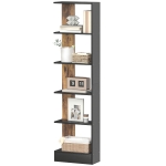 HOMCOM Bibliothèque moderne gain de place à 5 niveaux en bois 45x21x170 cm, Marron et Noir