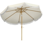 Outsunny Ombrellone da Giardino Rotondo 2.7x2.4 m con Manovella, in Metallo e Poliestere, Beige