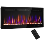 HOMCOM Camino elettrico da parete a incasso ultrapiatto con fiamma 3D e 12 colori, 900/1800 W
