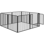 PawHut Enclos pour Chiens à 8 Panneaux Modulables Intérieur et Extérieur avec 9 Piquets, en Acier, 164x164x80 cm, Noir