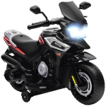 AIYAPLAY Moto Elettrica per Bambini 18-36 Mesi, Veicolo a Seduta con Rotelle, Luci e Musica, in Plastica e Acciaio, Nero