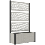 Outsunny Fioriera rialzata con graticcio effetto rattan, 90x35x148 cm, Grigio