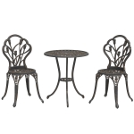 Outsunny Ensemble d'extérieur 3 pièces avec 2 chaises de jardin et table ronde avec trou pour parasol, Bronze