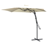 Outsunny Parasol déporté Ø293cm avec levier latéral, base cruciforme, pare-vent, déperlant, blanc crème