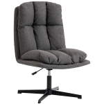 HOMCOM Fauteuil d'appoint pivotant, fauteuil de lecture en tissu effet lin sans accoudoirs avec large assise et pieds métalliques, Gris foncé