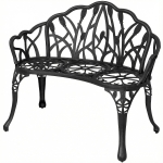 Outsunny Banc de jardin 2 places Aluminium moulé résistant aux intempéries Banc d'extérieur avec dossier tulipes motif fleurs 99 x 57 x 78 cm