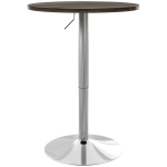 HOMCOM Table Haute Cuisine Table Haute Bar Ronde pour 2 Personnes Hauteur Réglable Plateau Tournant 360° 60x60x91 cm Noyer