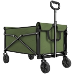 Outsunny 81L Festival Trolley on Wheels, Compact Garden Folding Trolley Cart with Adjustable Handle 80L Green